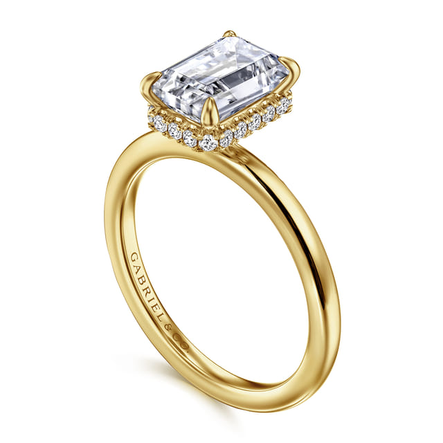 14K Yellow Gold Emerald Diamond Engagement Ring