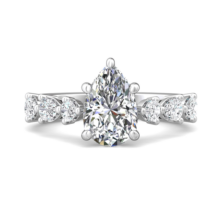 Channel & Shared Prong Pear Diamond Engagement Ring