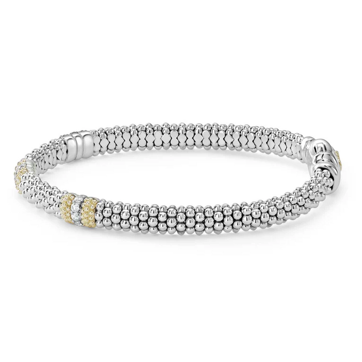 Three Station Diamond Caviar Bracelet