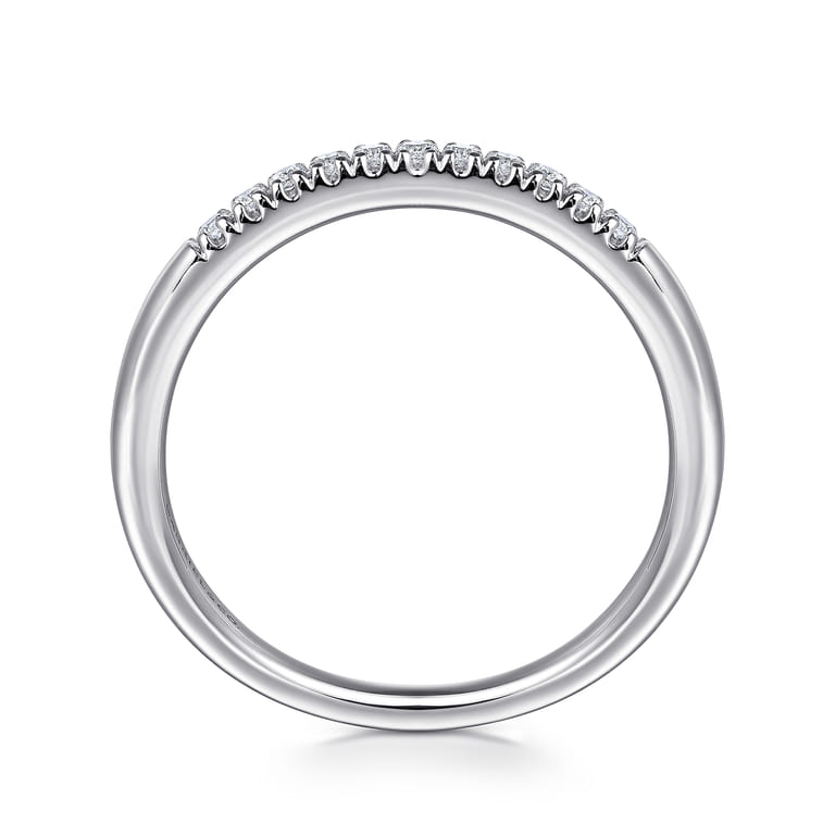 14K White Gold 11 Stone French Pave Diamond Wedding Band