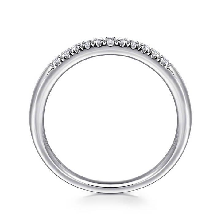 14K White Gold 11 Stone French Pave Diamond Wedding Band
