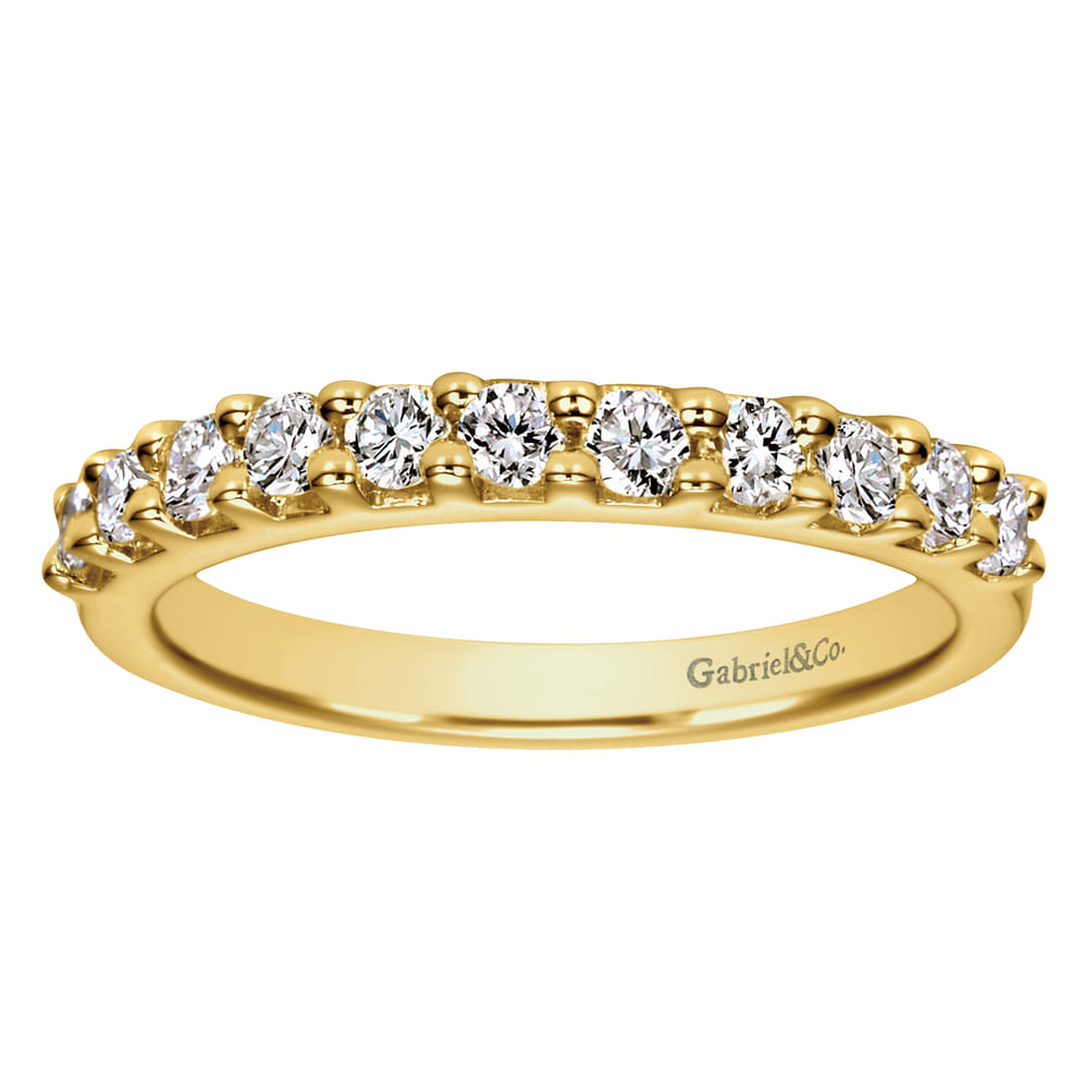 14K Yellow Gold 11 Stone Shared Prong Diamond Anniversary Band