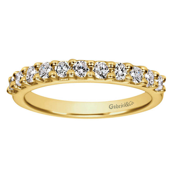 14K Yellow Gold 11 Stone Shared Prong Diamond Anniversary Band
