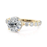 18K Yellow Gold Round Diamond Engagement Ring