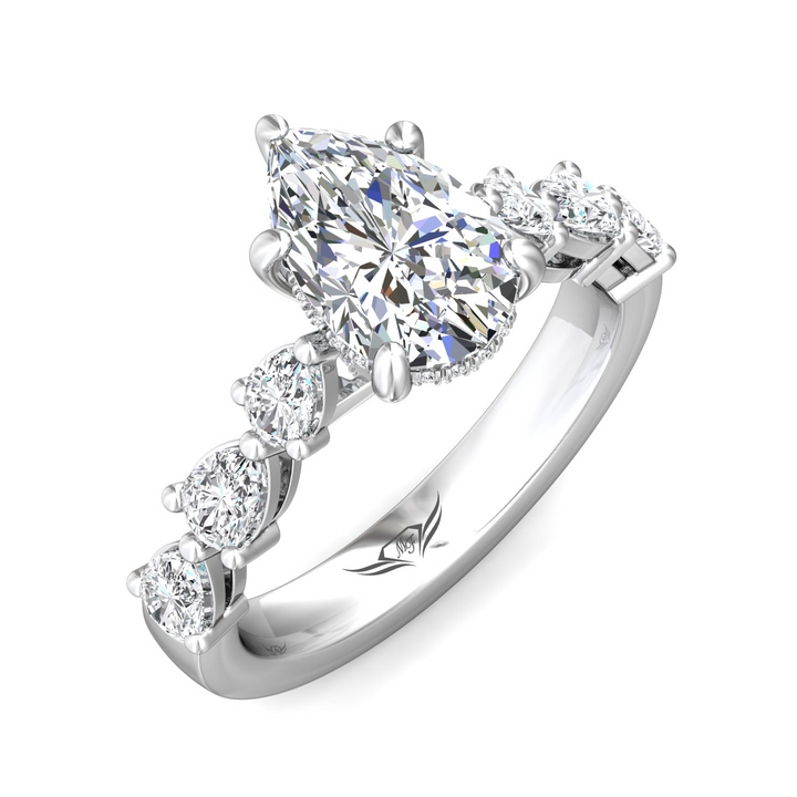 Channel & Shared Prong Pear Diamond Engagement Ring