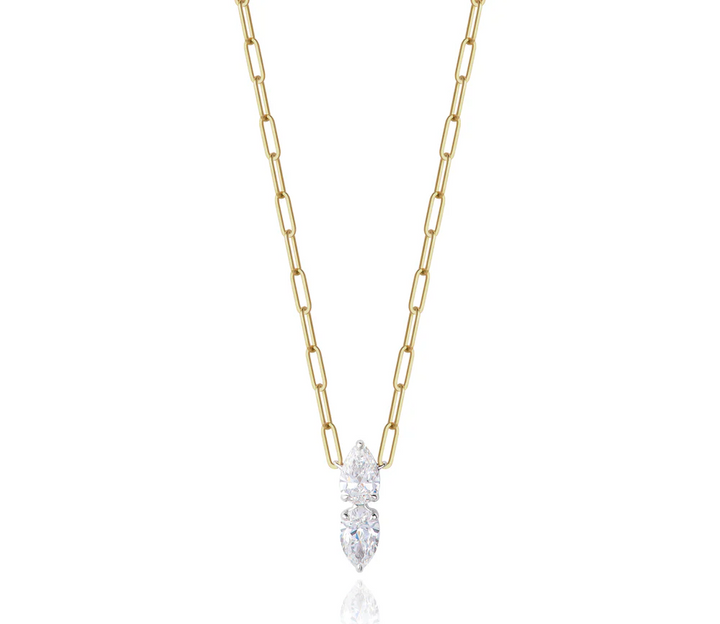 Double Pear Diamond Necklace
