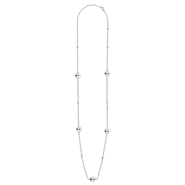Silver Large Beaded Station Necklace
