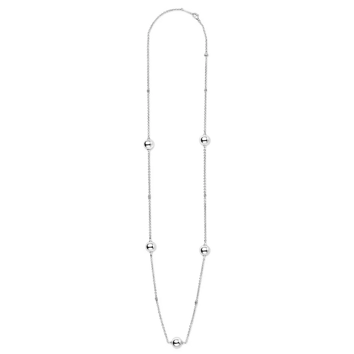 Silver Large Beaded Station Necklace