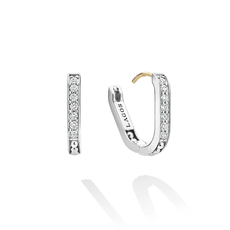 Small Linear Diamond Hoop Earrings