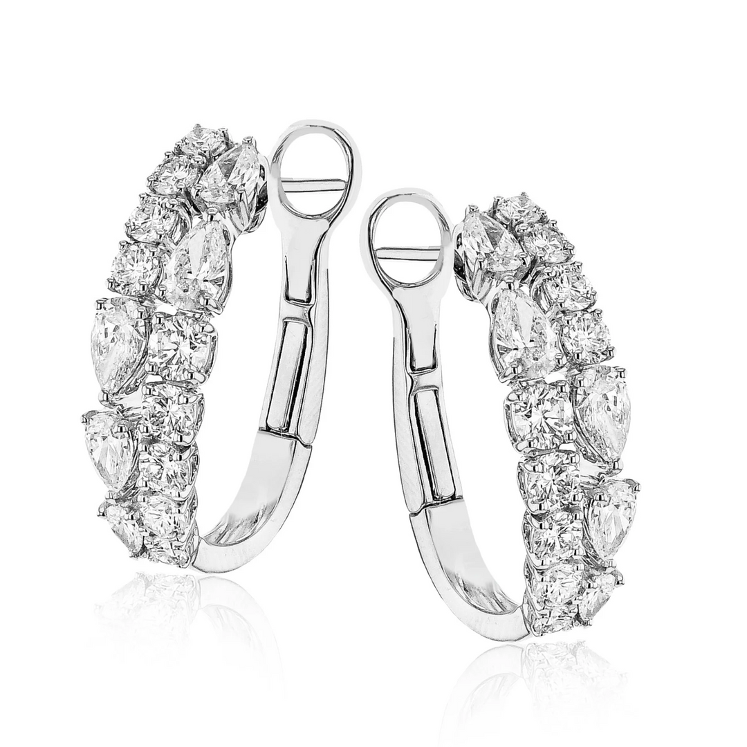 Pear & Round Diamond Hoop Earrings