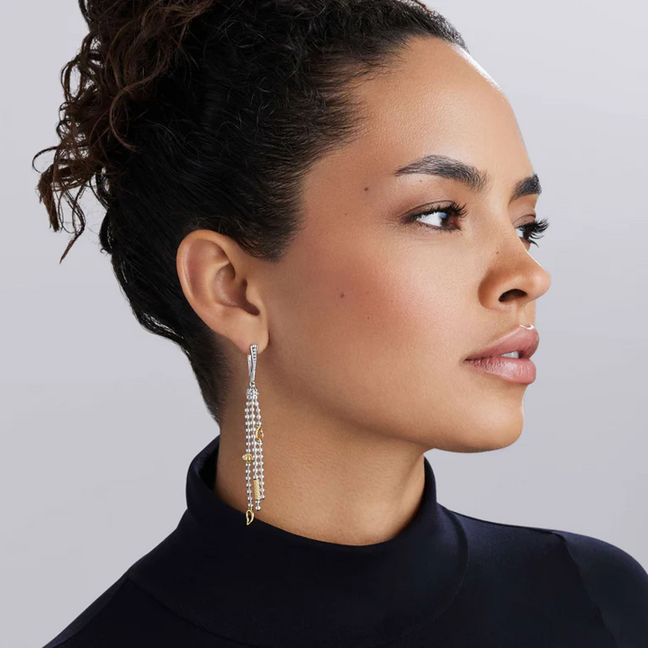 Two-Tone Caviar Tassel Earrings