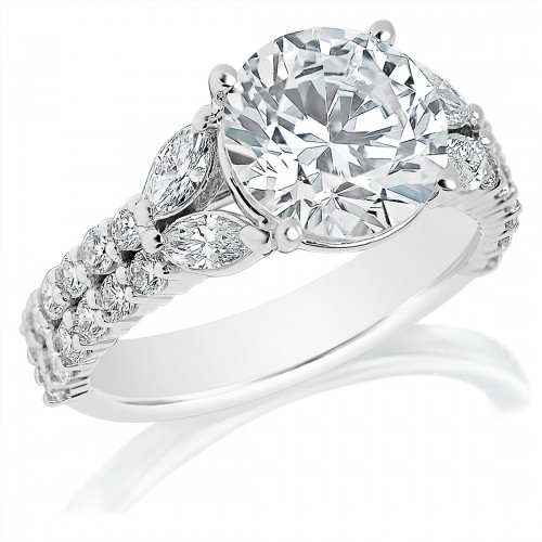 Marquise Side Stone with Double Band Engagement Ring