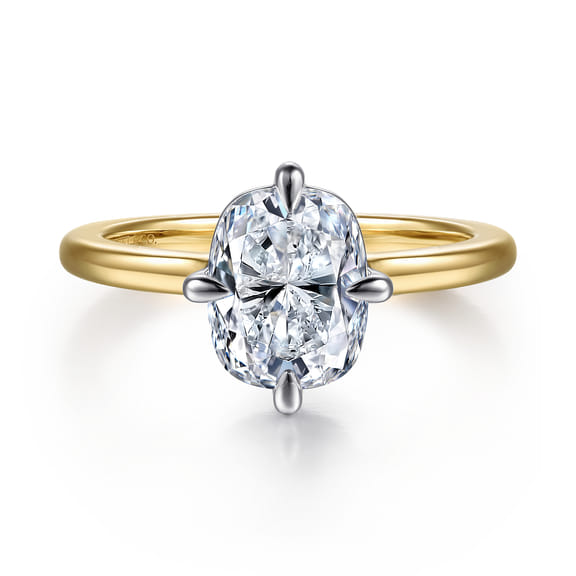 Elongated Cushion Compass Prong Solitaire Diamond Engagement Ring