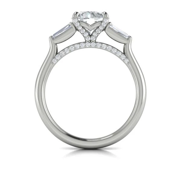 Round Three-Stone Engagement Ring