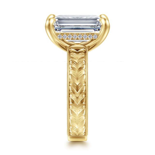 Vintage-Inspired 14K Yellow Gold Emerald Cut Solitaire Engagement Ring