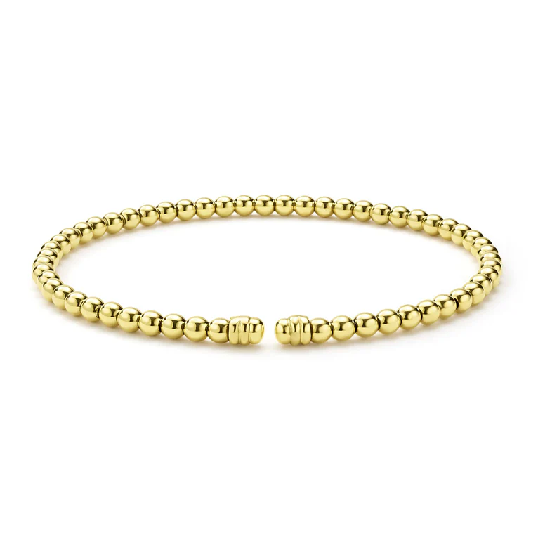 18K Gold Caviar Beaded Cuff Bracelet