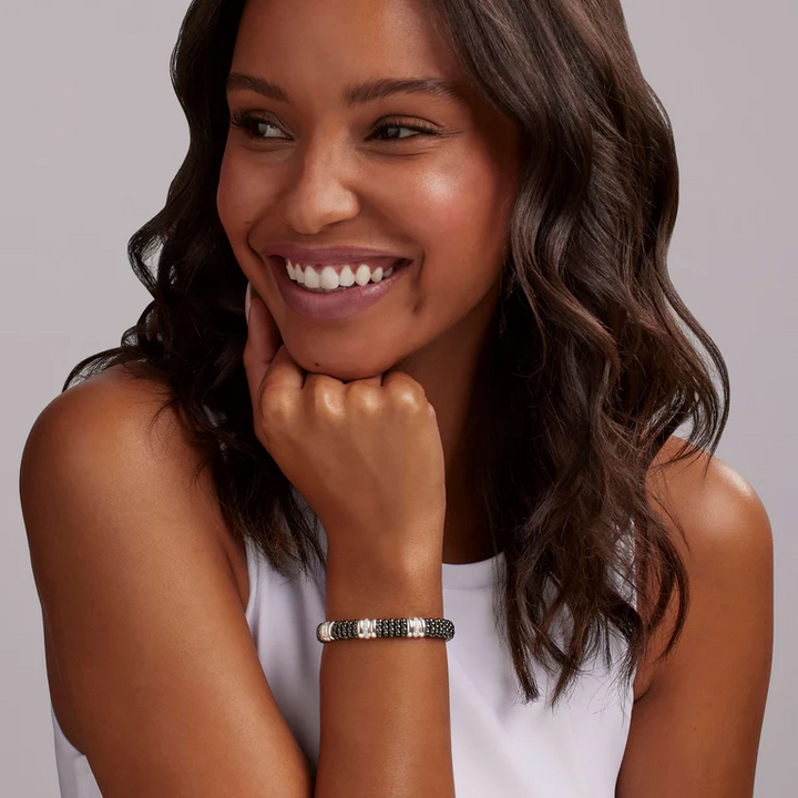 Black Three Station Ceramic Diamond Bracelet