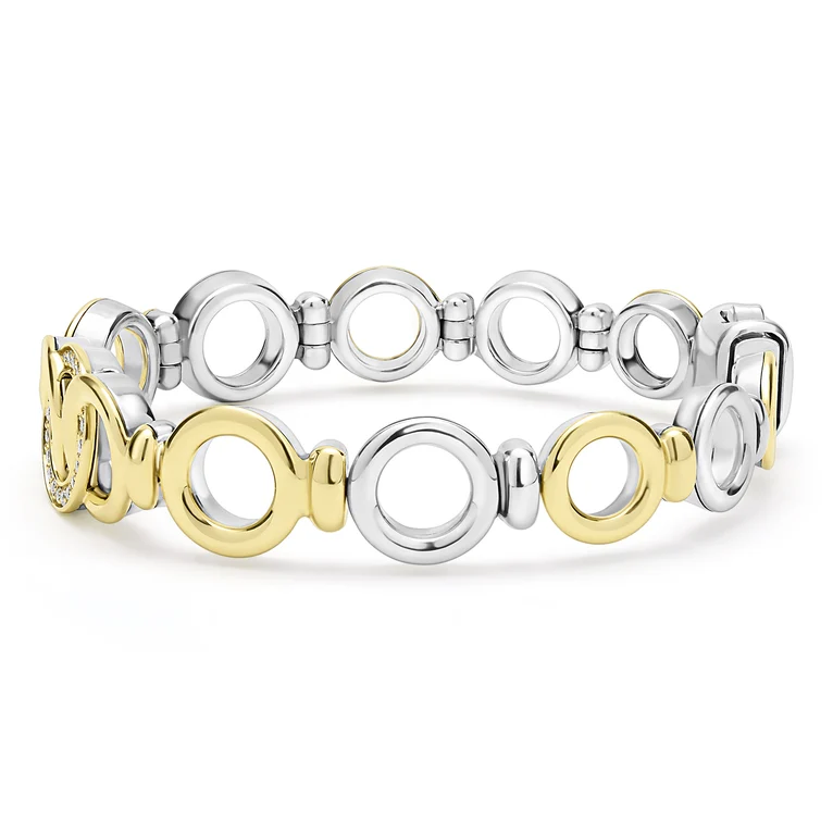 Two-Tone Interlocking Diamond Link Bracelet