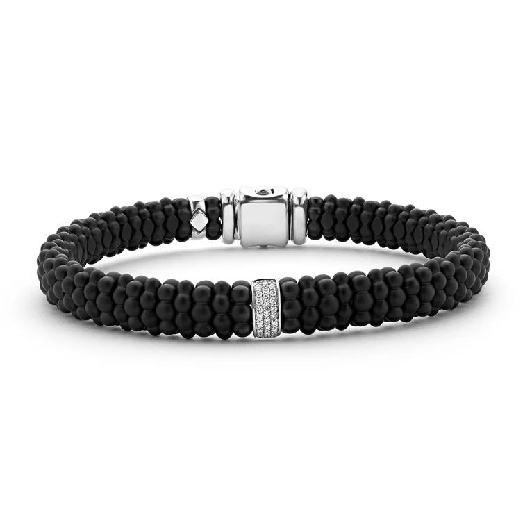 Single Station Matte Black Ceramic Diamond Bracelet
