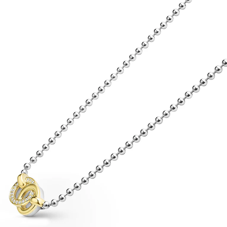 Two-Tone Interlocking Diamond Necklace