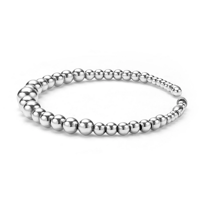 Silver Beaded Cuff Bracelet