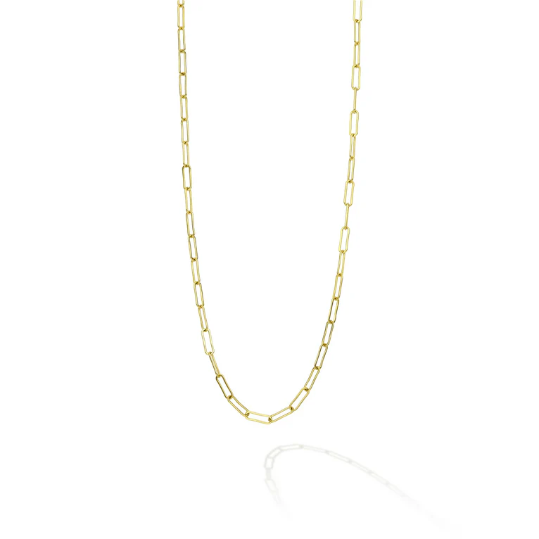 18K Gold Paperclip Link Chain Necklace