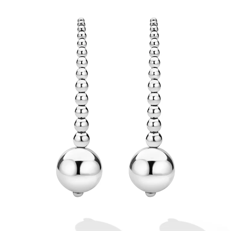 Silver Graduated Bead Earrings