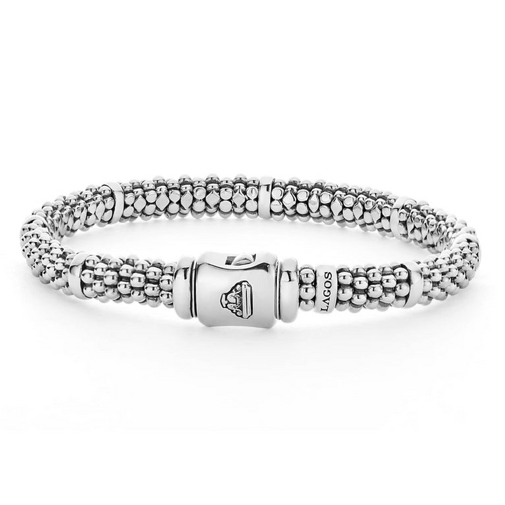 Silver Station Caviar Bracelet | 6mm