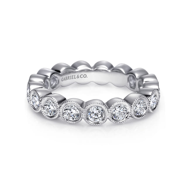 14K White Gold Bezel Set Diamond Eternity Band