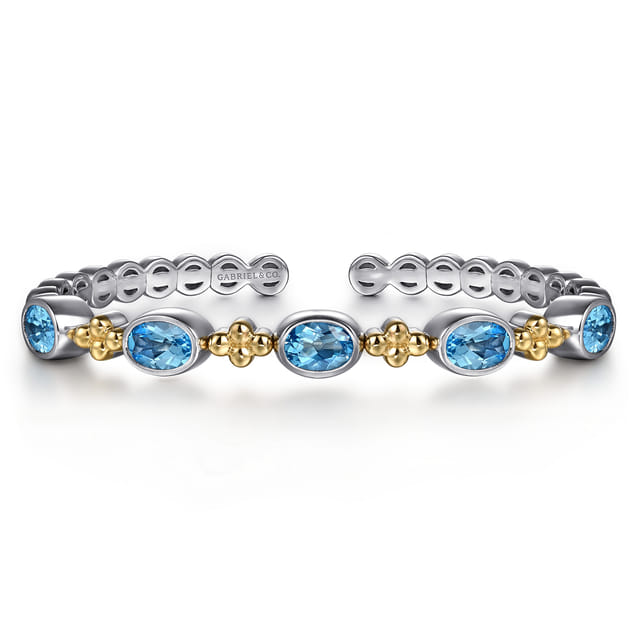 Bujukan Blue Topaz Open Bangle Bracelet
