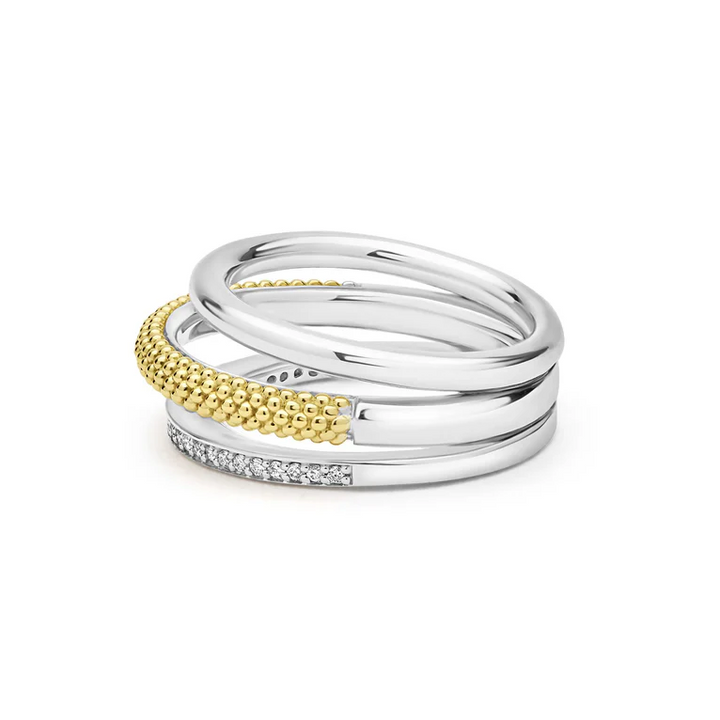 Two-Tone Three Row Diamond Ring