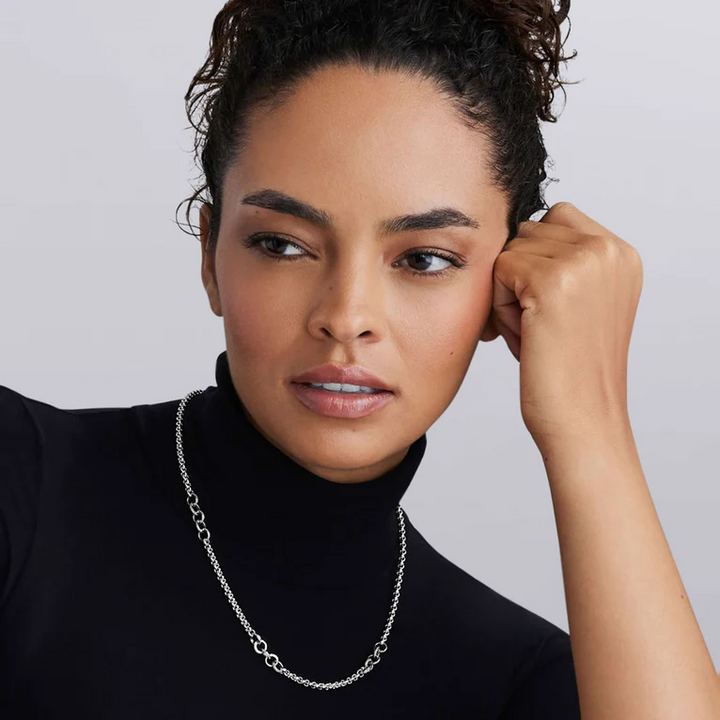 Silver Ring Link Station Necklace