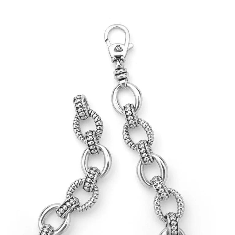 Sterling Silver Fluted Oval Link Bracelet