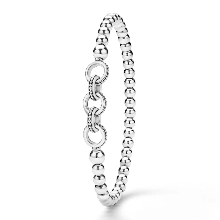 Silver Ring Link Stretch Bracelet