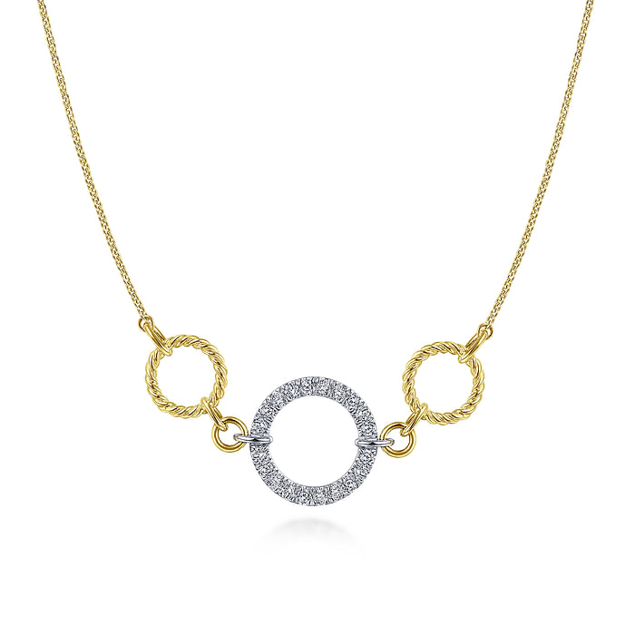 Twisted Rope and Pave Diamond Circle Choker Necklace