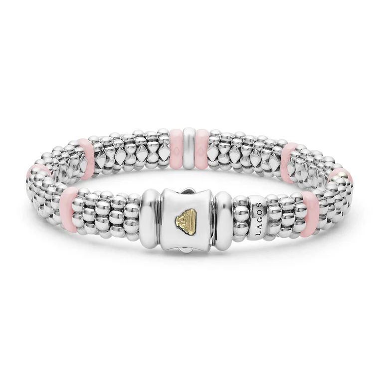 Single Station Pink Ceramic Diamond Bracelet
