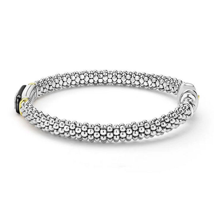 Two-Tone Black Ceramic Diamond Caviar Bracelet