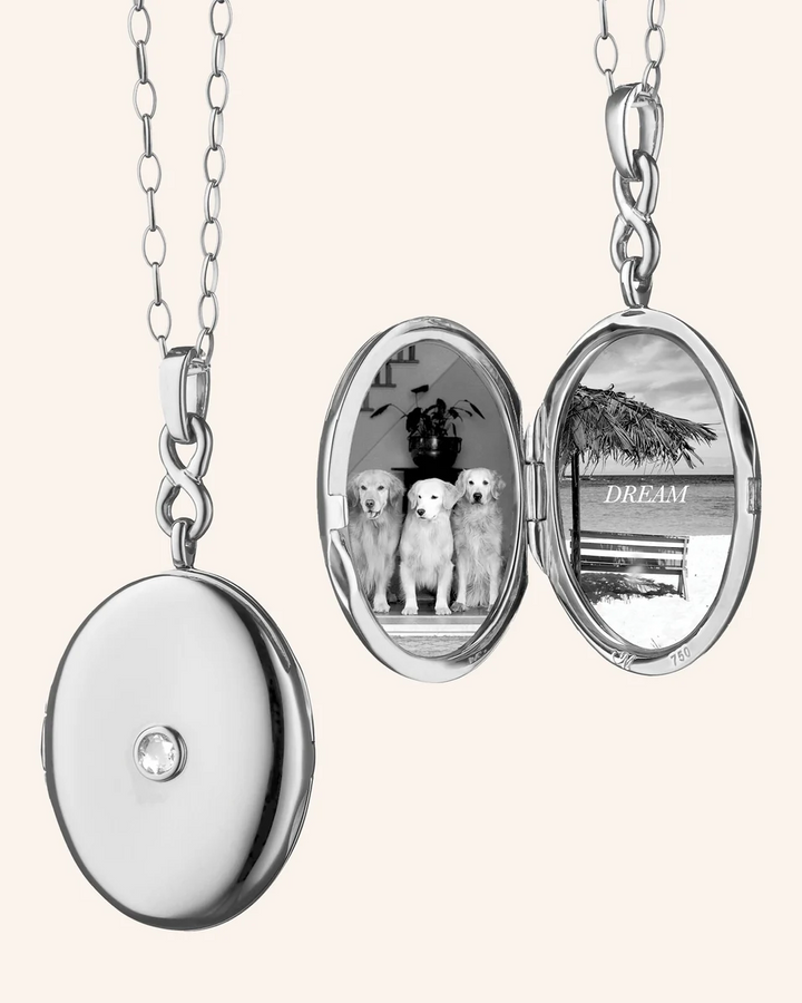 Infinity White Sapphire Locket Necklace