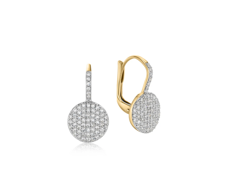Side view of Petite Infinity Leverback Earrings showing the diamond settings and curved yellow gold closures.