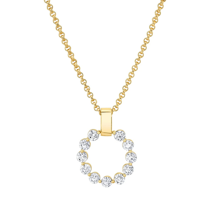 MICHAEL M Large Cloud Pendant with an open circle of round diamonds suspended from a polished yellow gold bail