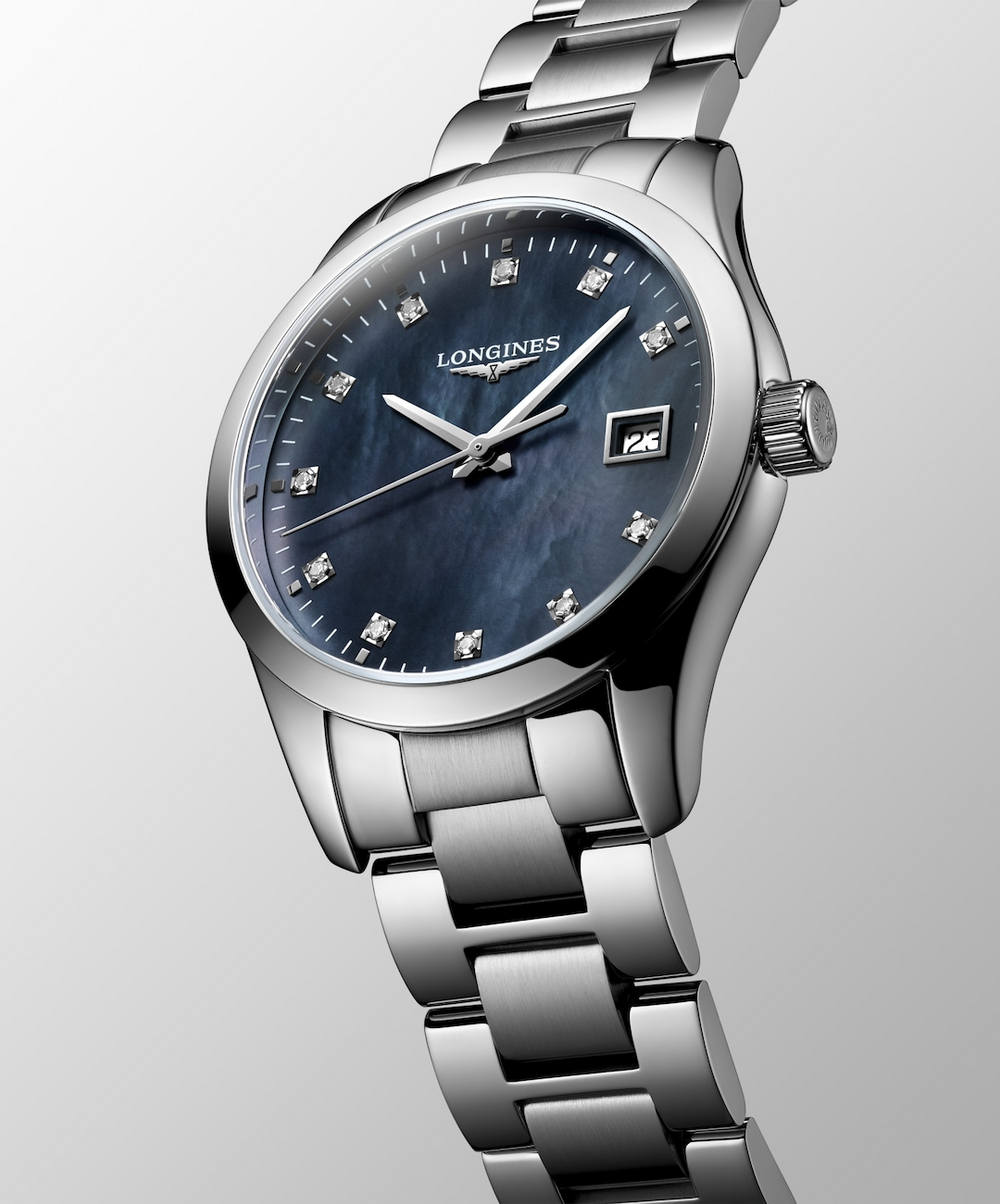 LONGINES Conquest Classic L2.386.4.88.6 Black Mother-of-Pearl Dial With Diamond Markers