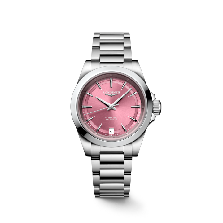 LONGINES Conquest L3.430.4.99.6 34mm Watch With Sunray Pink Dial