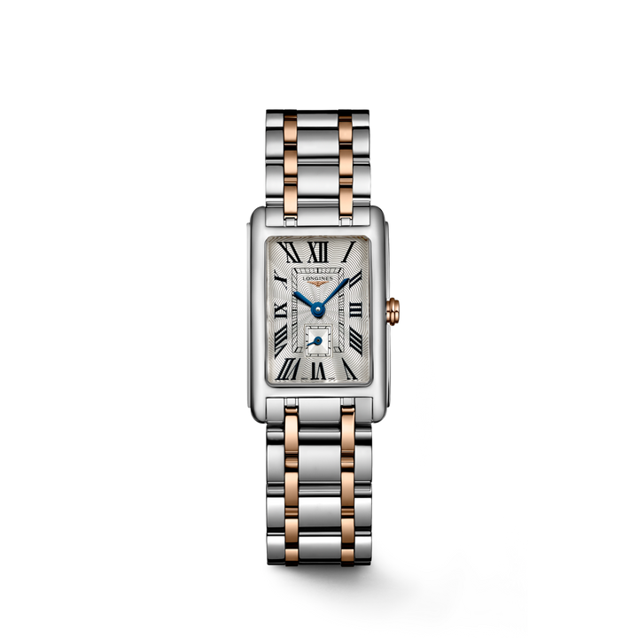 LONGINES DolceVita L5.255.5.71.7 Rectangular Two-Tone Watch With Silver Dial
