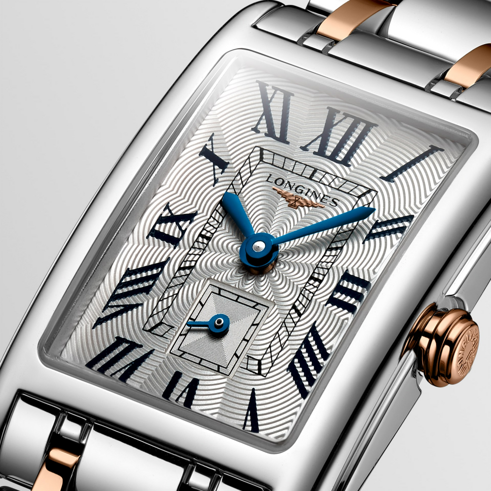 LONGINES DolceVita L5.255.5.71.7 Silver Flinqué Dial With Roman Numerals and Rose Gold Crown