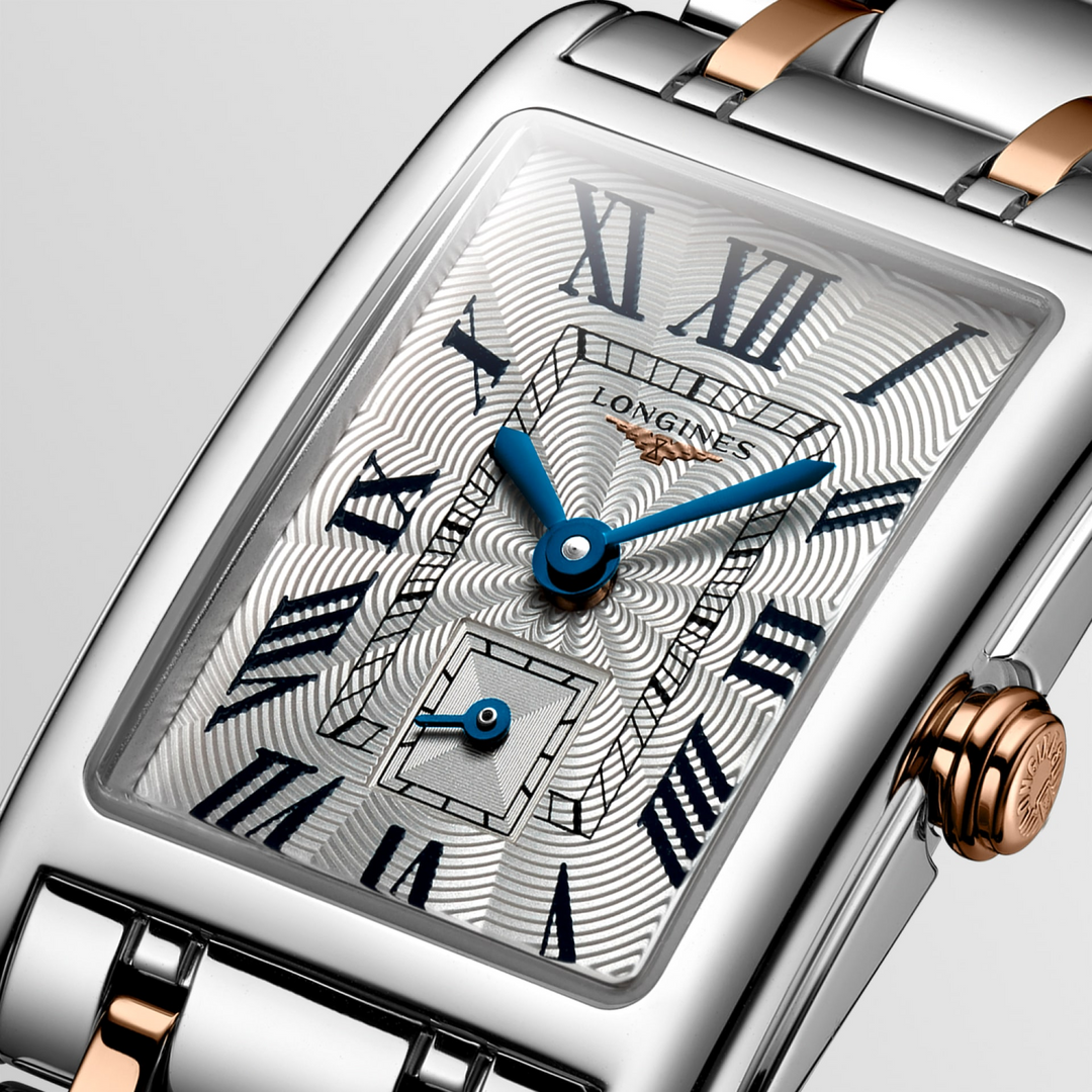 LONGINES DolceVita L5.255.5.71.7 Silver Flinqué Dial With Roman Numerals and Rose Gold Crown