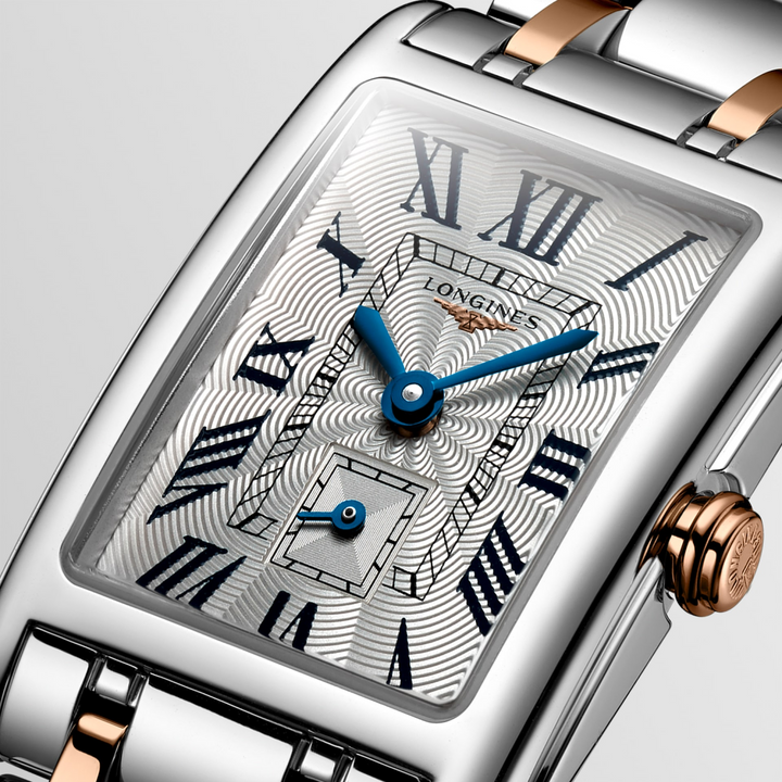 LONGINES DolceVita L5.255.5.71.7 Silver Flinqué Dial With Roman Numerals and Rose Gold Crown