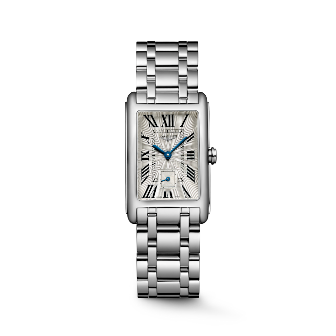 LONGINES DolceVita L5.512.4.71.6 Rectangular Watch With Silver Dial and Stainless Steel Bracelet