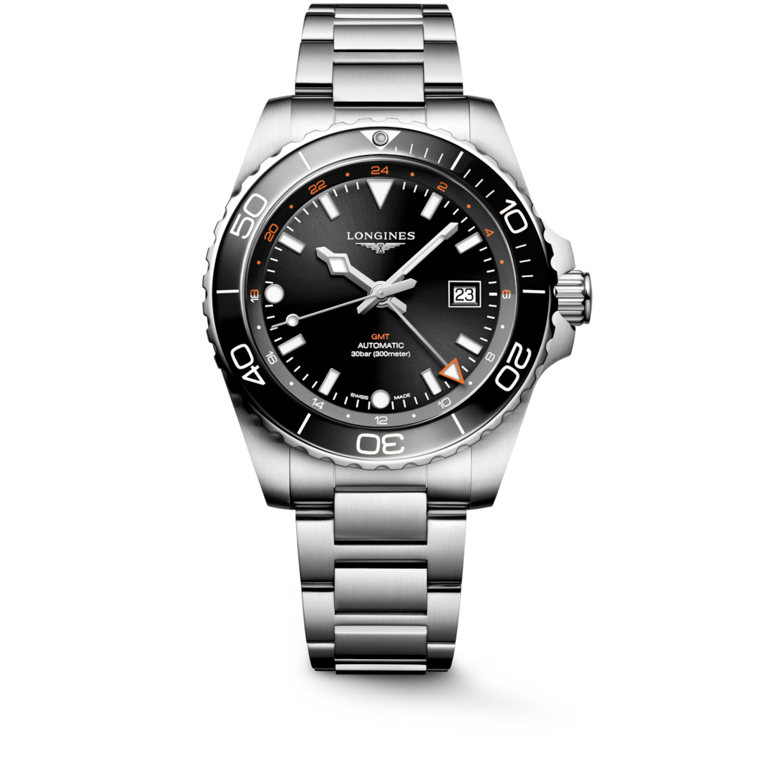 LONGINES HydroConquest GMT L3.890.4.56.6 43mm Watch With Black Dial