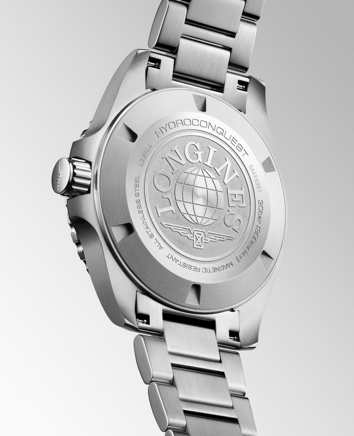 LONGINES HydroConquest GMT L3.890.4.56.6 Stainless Steel Caseback and Bracelet