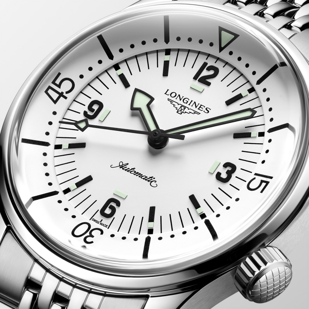 LONGINES Legend Diver L3.764.4.16.6 White Matte Dial With Internal Diving Flange